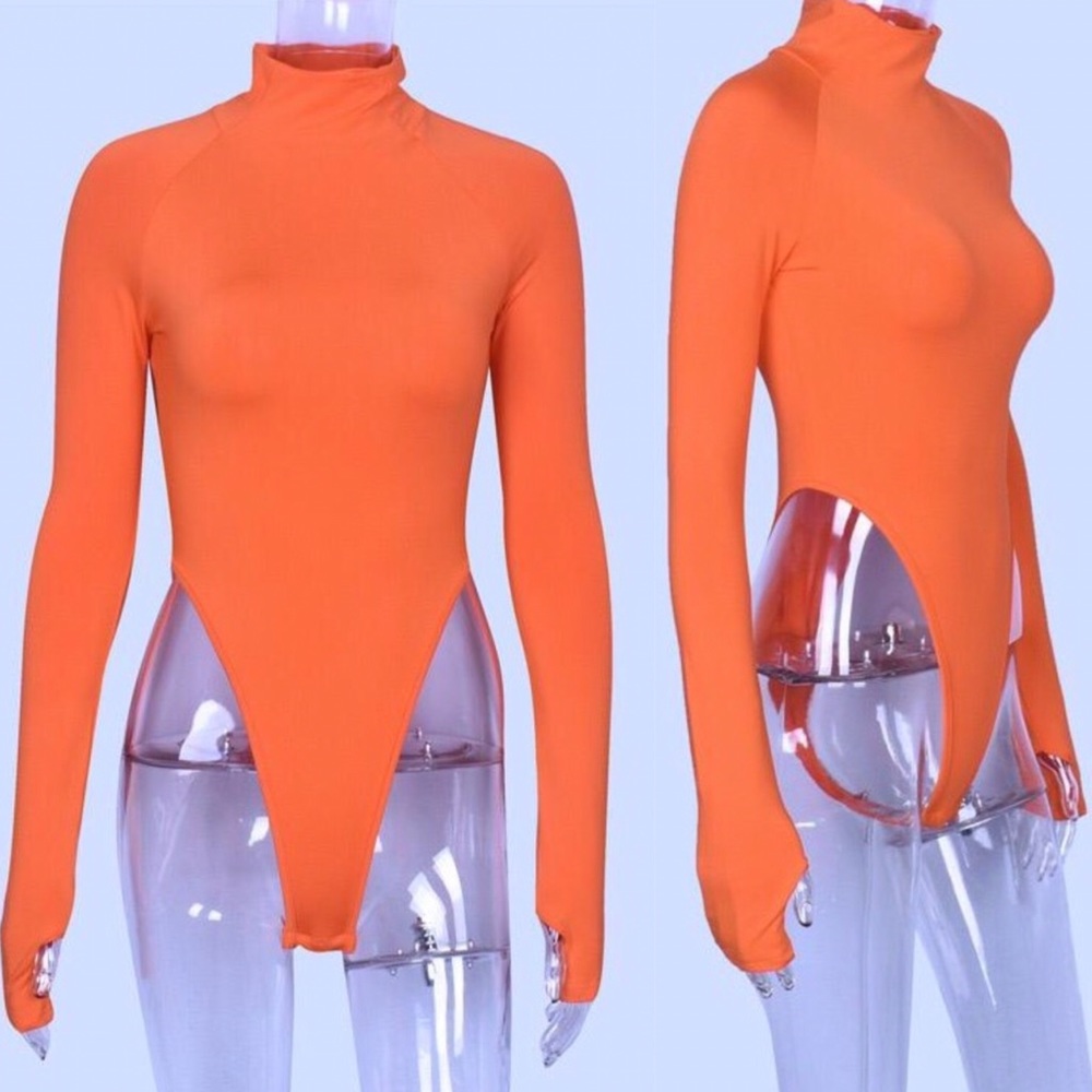 Orange Mockneck Bodysuit